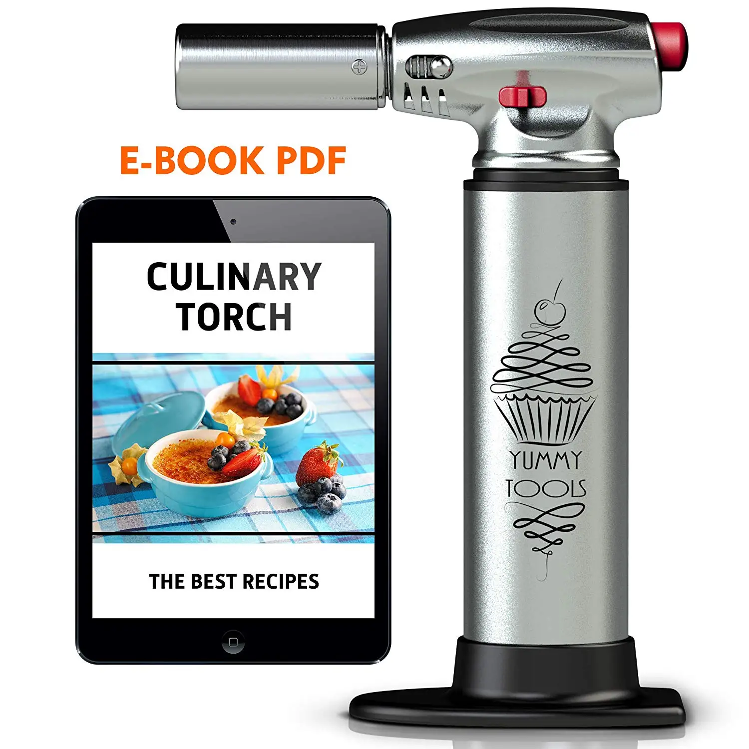 Good for Baking Sauces AOOK Culinary Torch Torch for Cooking with 1 Fire Modes Bonus Recipe E-Book Aluminum Kitchen Hand Butane Torch Barbecue Making Creme Brulee 