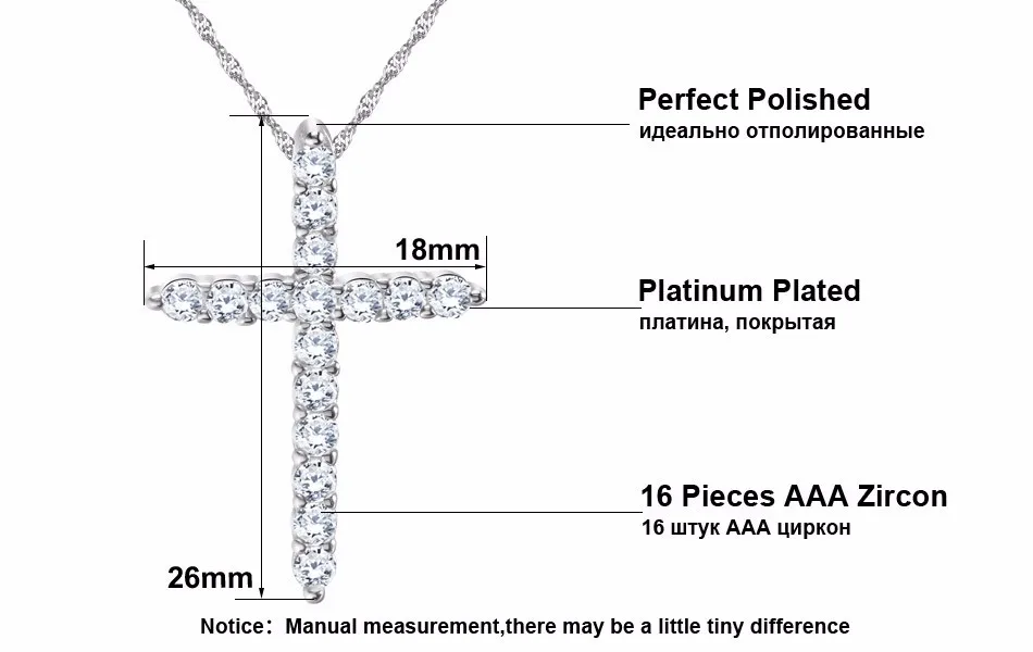 Rinntin Lead & Nickel Free Necklace Silver Color Cross Pendant Necklace ...