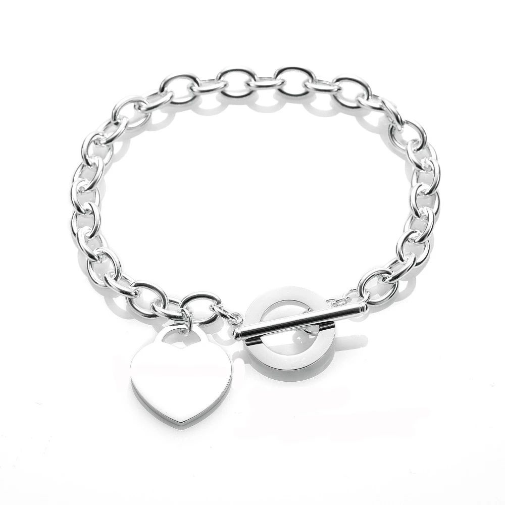 Titanium Steel Forever Love Bracelets Bangles For Women Heart Pendant ...