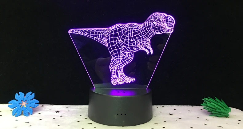3D Veilleuse de Chevet à sept couleurs d’écran Tactile du Dinosaure pour enfants Cadeau et Décoration d’anniversaire ou d’Halloween pour petits garçons