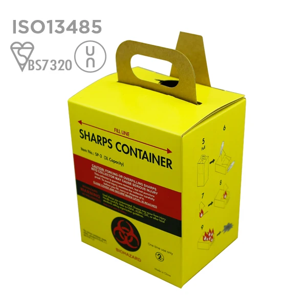 Hospital Medical Cardboard Paper Container Safety Box For Used Syringe