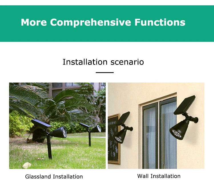 Outdoor Lighting Adjustable lamp angle ABS black solar powered led lawn lamp for garden park