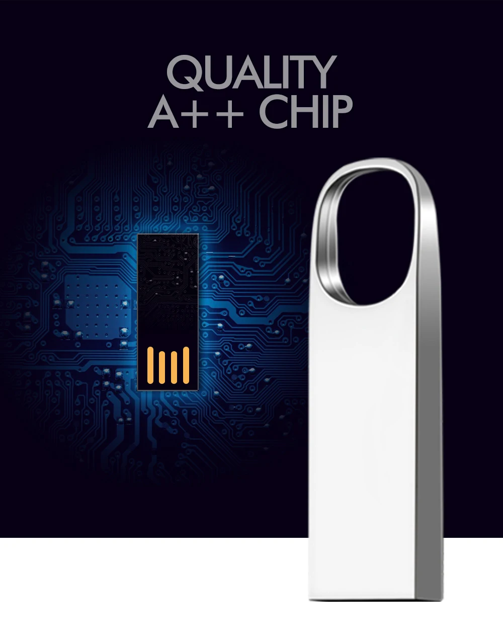 Waterproof Metal Silver usb flash drive pen drive 64GB 32GB 16GB 8GB 4GB pendrive with key ring u disk memory disk usb 2.0 - ANKUX.COM