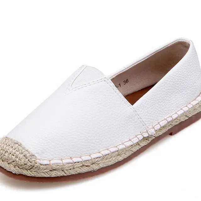 high quality flat women loafer fisherman ladies white shoes
