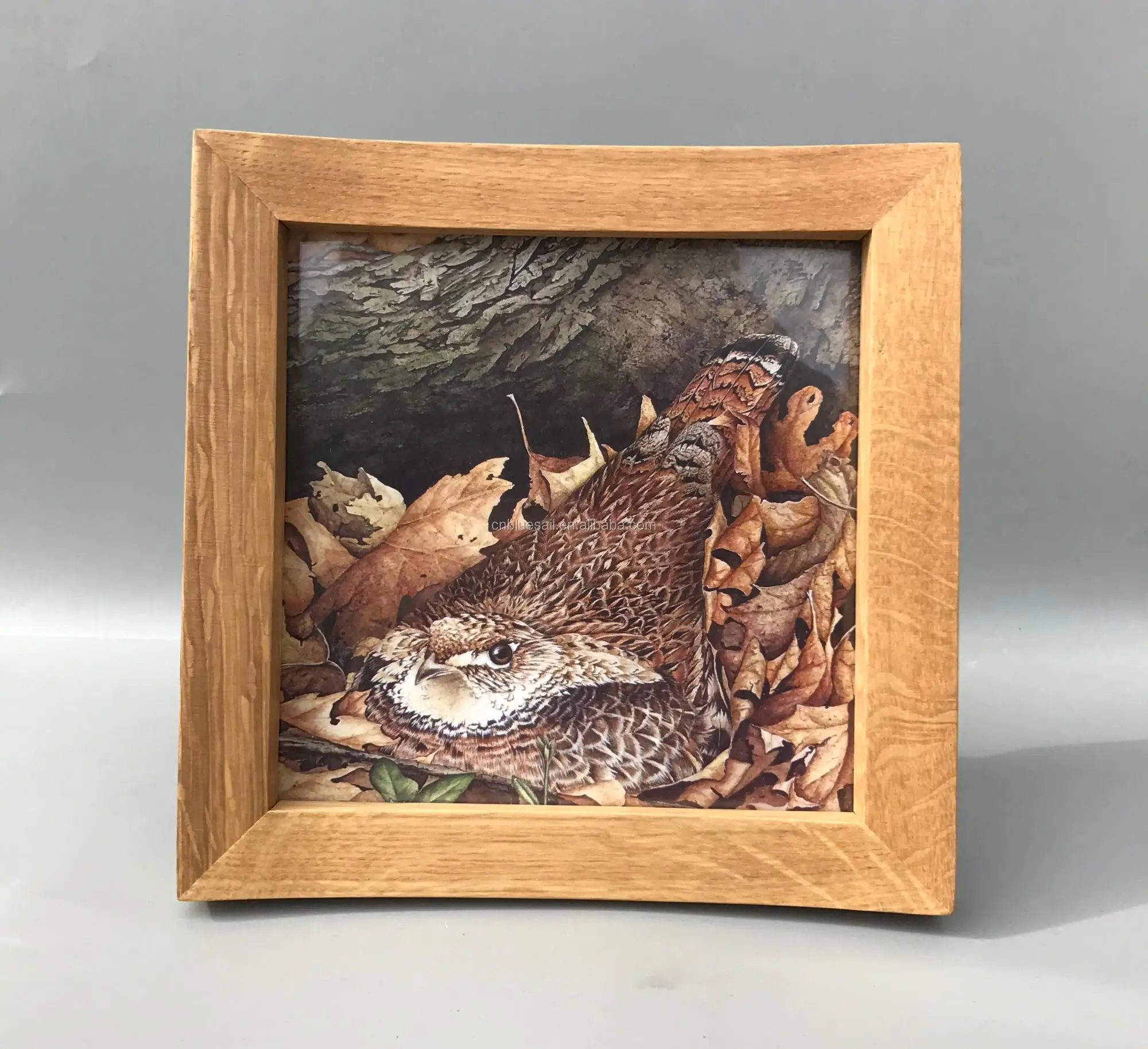 Oak Picture Frame With Oval Mount,Display 16.2x16.2cm Photo Without