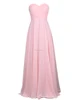 2017 Elegant floor length pink sweetheart ruched fairy chiffon bridesmaid dress