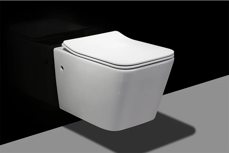 European Design Square Shape Sanitary Ware Wall Hung Toilet With Gravity Flushing One Piece