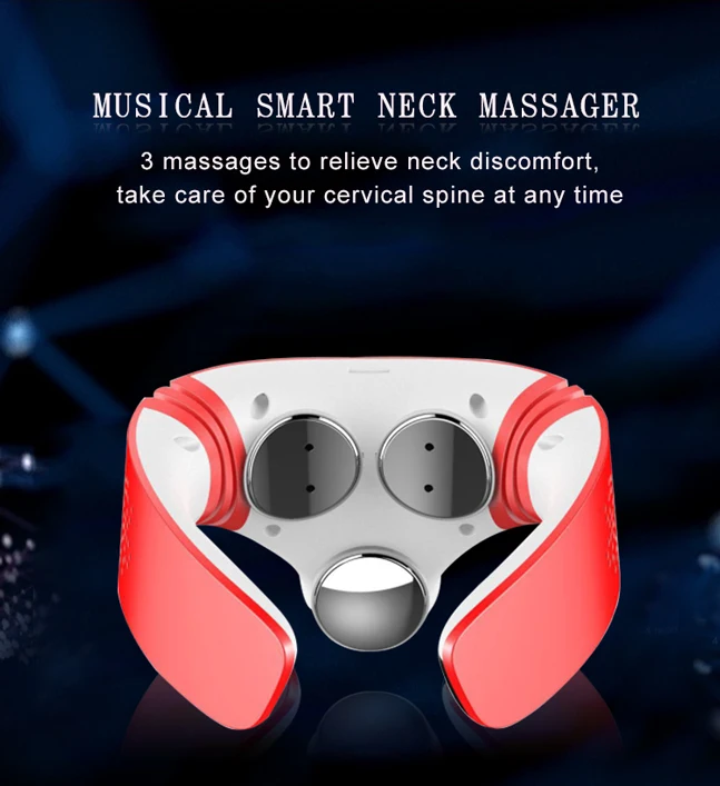 smart music car travel electric rechargeable pulse far infrared hand held back massage vibrator neck shoulder kneading massager