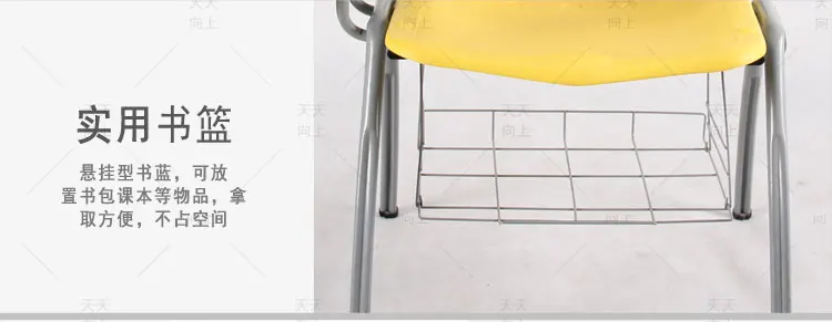 Stacking Plastic Chair with Writing Pad Lecture Chair with Writing Tablet Metal Frame Student Chair