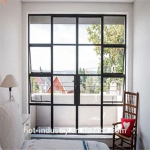 מפעל אספקת אטרקטיבי מחיר פלדת זכוכית דלתות וחלונות עם ברזל גריל עיצוב ברזל מתכת Windows גריל