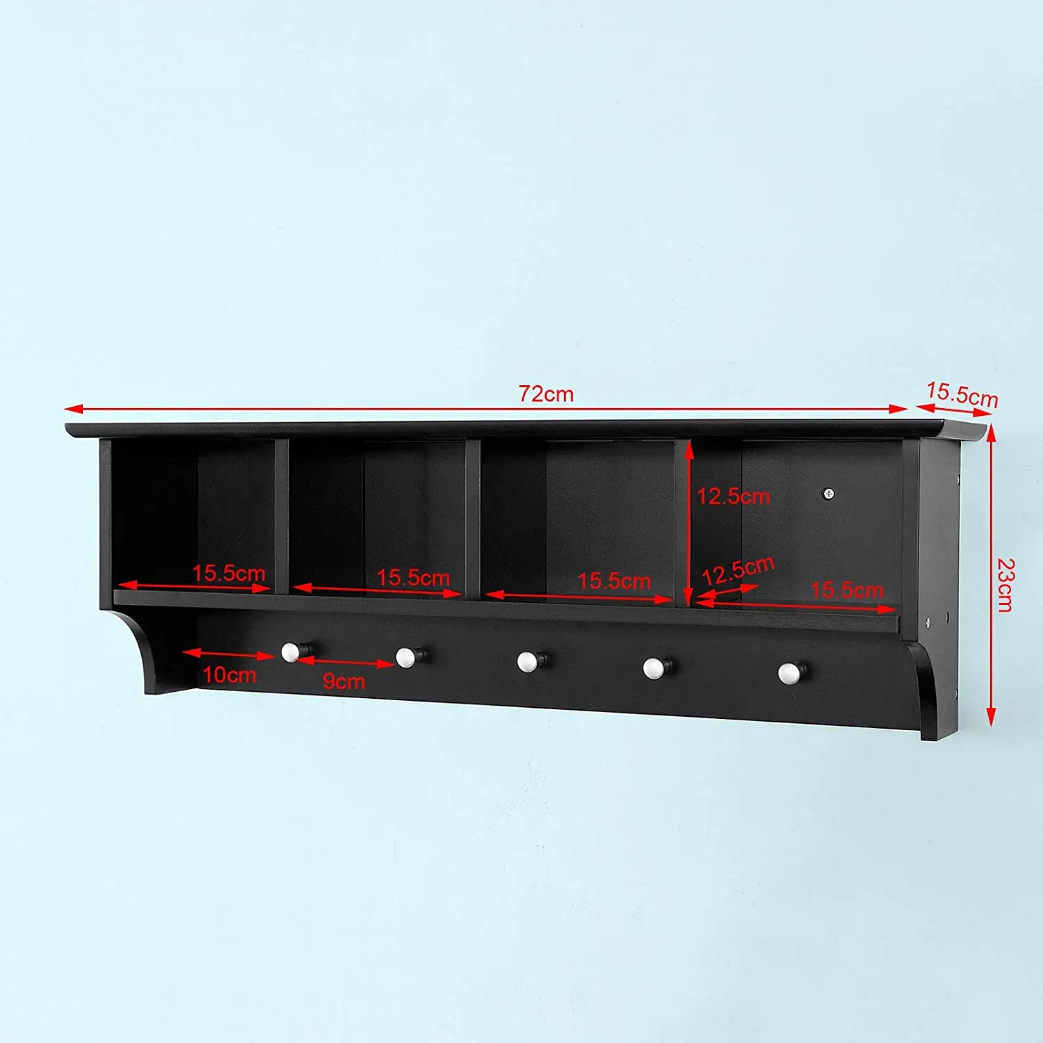 Wood Wall Mounted Floating Shelf with Hooks coat hook shelfGSH