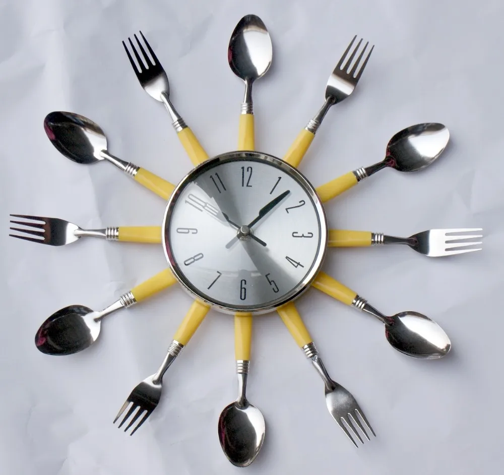Kitchen Cutlery Wall Clock With Forks And Spoons For Home Decor