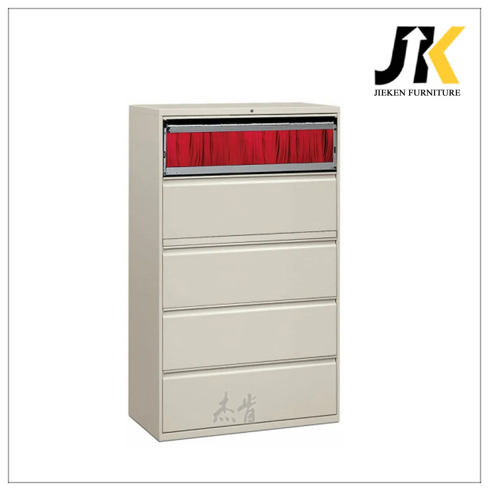 White Steel Large Vertical 5 Drawer Lateral File Cabinet With Lock