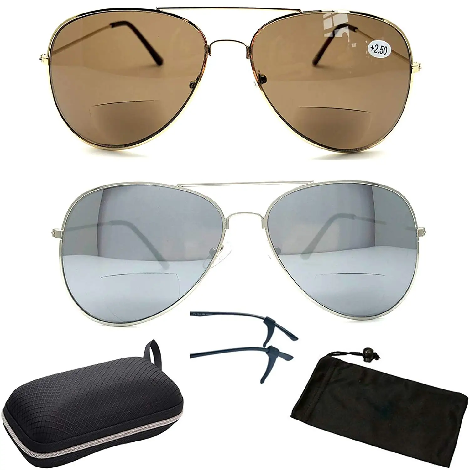 Premium Bifocal Metal Rectangular Shape Men Women Fashion Designer Sun Readers (These Are Bifocal Sunglasses + Readers)
