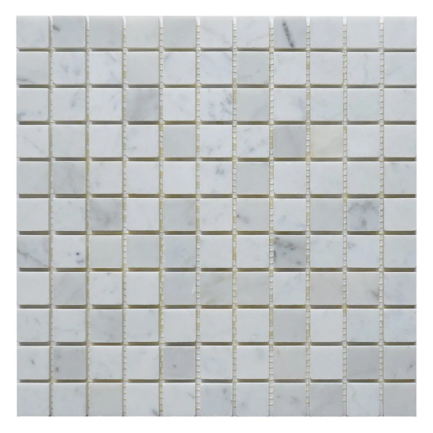 Carrara White Marble Mosaic Tile, CWMM0101, Chip Size 1"X1" Square, 12"X12", Polished (Sample (4"X4"))