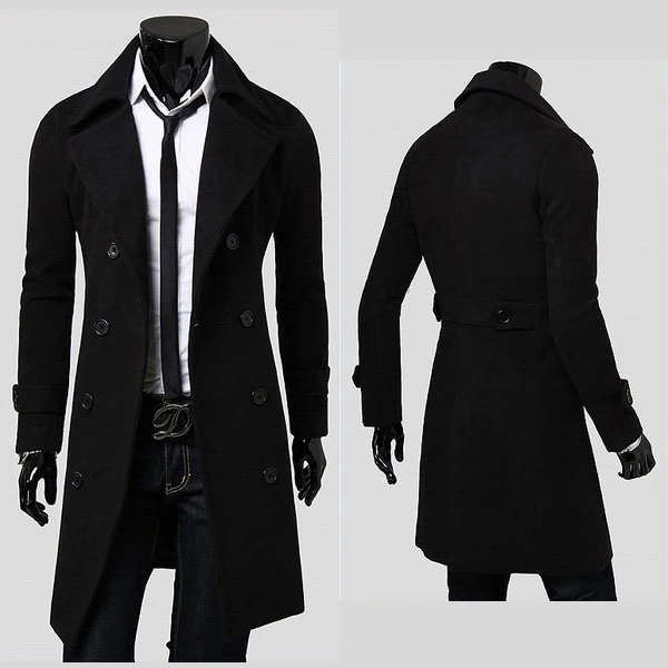 2020 Classic polyester knee length warm winter long mens trench coat ...