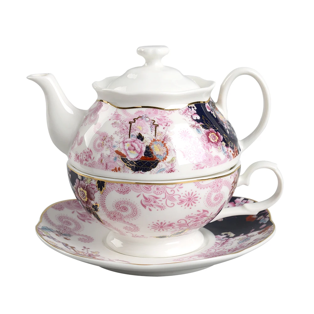 New Ceramic Teacups Botanical Plant Casual Porcelain Tea For One Teapot