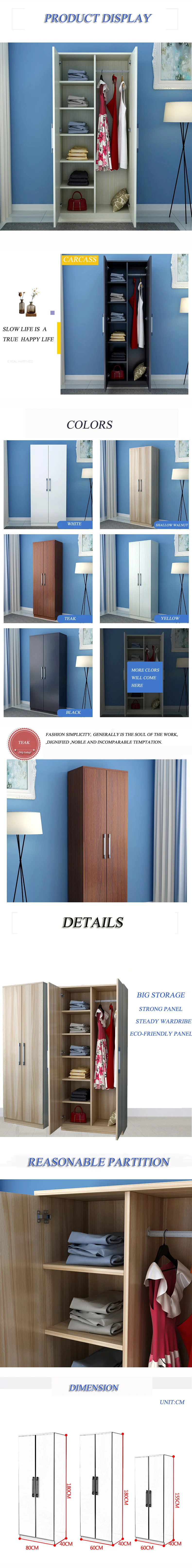 Modern luxury wooden wardrobe with melamine designs Customized simple Factory Price 2 Door Bedroom furniture