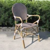Vintage French aluminum bamboo Wicker Bistro Armchairs