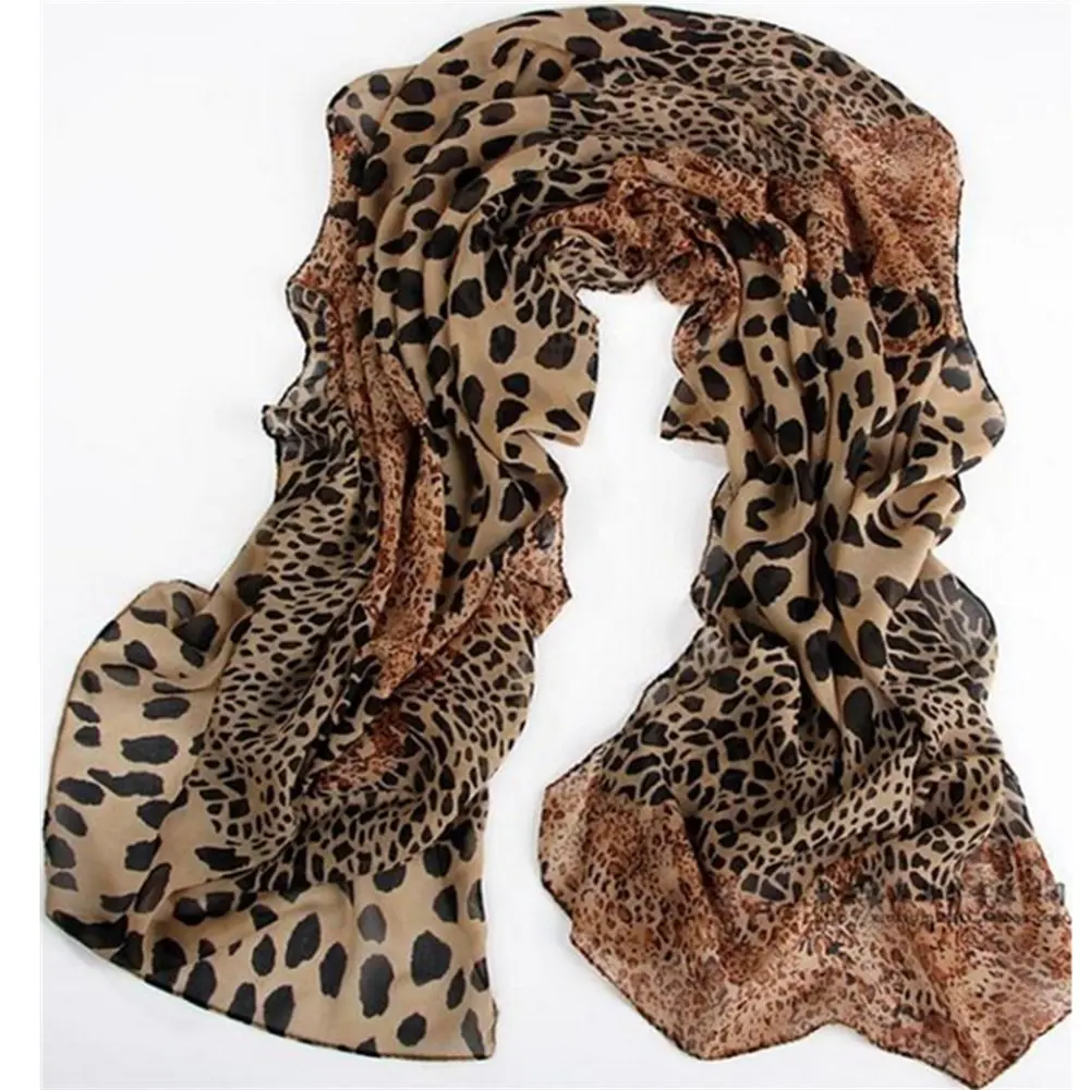 KAKA(TM) Women Fashion Charming Soft Sheer Scarf Large Beach Shawl Scarves(Leopard Brown)