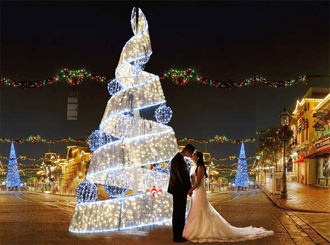 Warm White Outdoor Christmas Decoration Led Spiral Ribbon Tree Buy