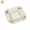 Square shape new bone china ceramic cup saucer with hollow carved