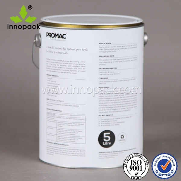 White Printing 5 Liter Paint Tin Cans With Metal Handle With Lids Buy