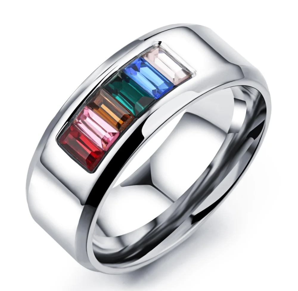 Korean Men Gay Ring Cubic Zirconia CZ Stone Ring Design Jewelry