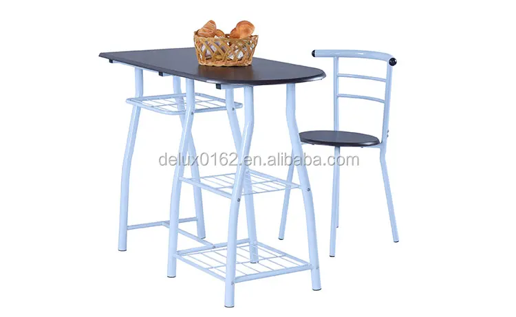 Wood top Breakfast table and chair C361 c361-banner-2.jpg This small breakfast table and chair with 3 strage rack, suitable height, save space. Welding steel tube make the table and chair set durable and durable; Assembly structure easy for customer using. Well use as breakfast table, dinner table for home bar, or set on the balcony. Product Specification: Production Item No.: C361 Table size: 90*50*75cm Table frame: white powder coated steel tube Table top: MDF wood with PVC Chair size: 40*40*77cm Chair seat: MDF wood with PVC Color customized: Accepted Packing: Assembled c361-banner.jpg TABLE SIZE c361-table-size.jpg TABLE DETAIL c361-table-corner.jpg CHAIR c361-chair-size.jpg CHAIR SEATc361-chair-seat.jpg Company Information ABOUT US ZhangZhou Delux Furniture Manufacturing Co.,Ltd established in 2011,our factory specialize in manufacturing school furniture and home or office steel-wood furniture. Our factory, locate at Wenpu Industrial Zone, Jiaomei, Zhangzhou City, which covering area 15000 square meters and have 85 workers in normal season,and in 2017 years we have another new factory(5000 square meters) start prodution, Strick consistent quality control system guranttee your orders. Hundreds of furniture designs enrich markets demands. and our high quality products mainly export to Middle East,Africa,Germany,Italia, Russia,India,Indonesia,etc over 20 countrys, and with our peferct service,now every year there have more and more new customers establish long cooperation with our company. Welcome to visit our factory, you will be the First. 8994167786_155678503 (1) value 2.jpg 1. Our price is 3% lower than average level. Any disagreement between us we talk, and work them out; 2. Make the furniture as your requirement, make sample double check; 3. Manufacturer capacity 100*40HQ per month; 4. Experienced workers, most of them have more than 20 years experience; 5. Rapid and accurate delivery more than 90%.