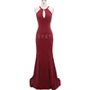 Suzhou new design long sexy prom dress party gown cut out back glitter burgundy evening dress 2019