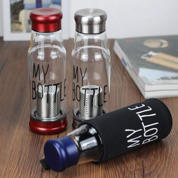 My Bottle Glass Water Bottle, Glass Drinking Bottle with Filter