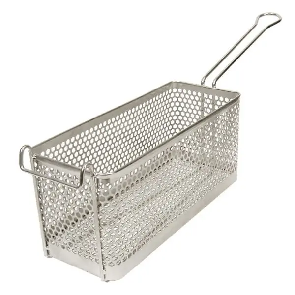 Rectangular Nickel Plated Wire Mesh Deep Fry Basket With Pvc Coated