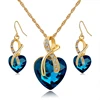 Fashion Crystal Heart Shape Crystal Wedding Jewelry Set For Women