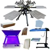 manual 6 color 6 station carousel micro registation T-shirt screen printer & LED exposure unit & sensor flash dryer