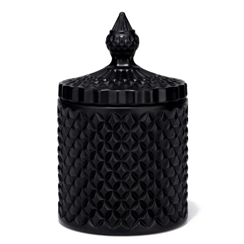 New Black Candle Jar With Lid Home Decorative Custom Cented Candle