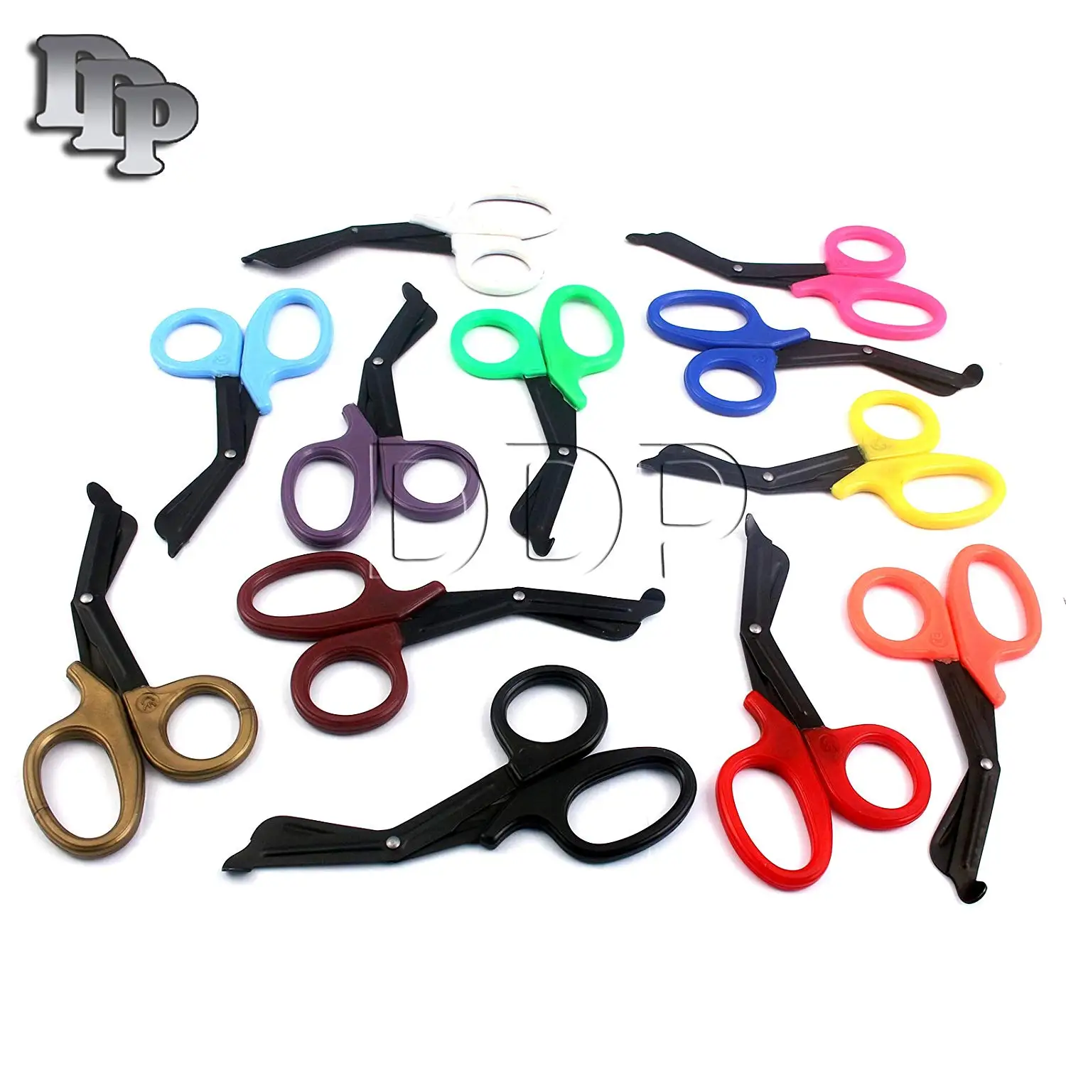 SET OF 12 ( MIX COLORS ) FLUORIDE COATED TRAUMA PARAMEDIC EMT SHEARS SCISSORS 5.5" (DDP BRAND)