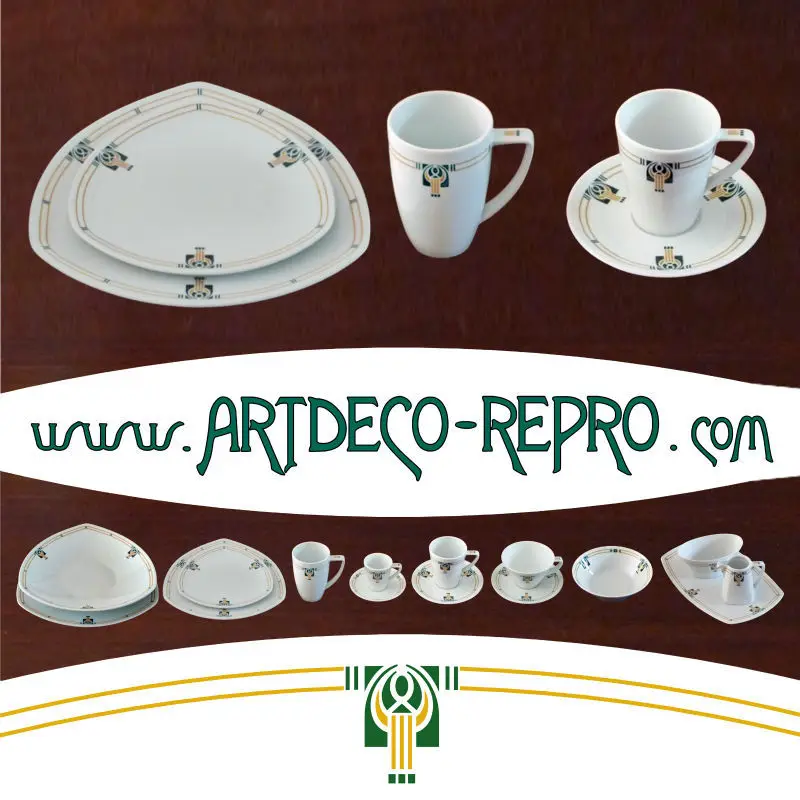 Art Deco Dinnerware & Art Deco China Service For 12 Silver And White Sc