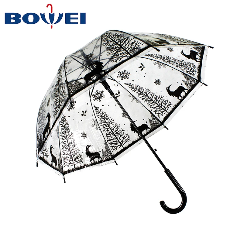 Flower printing Straight Umbrella POE straight clear printing Umbrella
