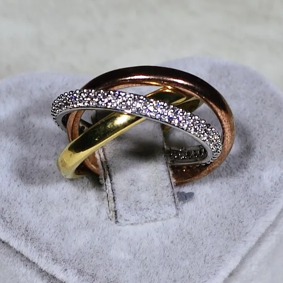 Тройное золотое кольцо. Алькор / золотое кольцо из переплетённых колец с бриллиантами. Тройное кольцо. Тройное кольцо с камнем. Серебряное кольцо "тройное".