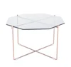 Superior quality octagon gray glass copper brushing wire frame coffee table