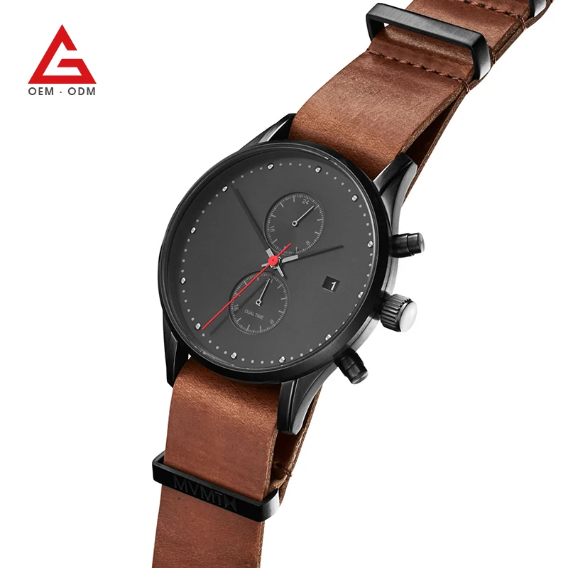 Factory Directly Sale Multiple Time Zone Wrist Watches With Date Customized Your Logo And Box