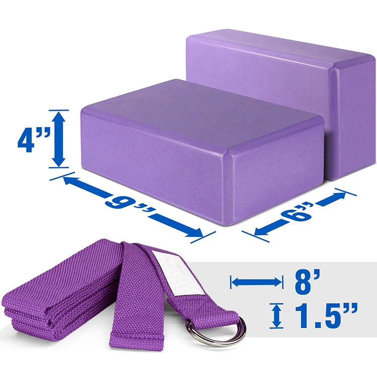 Factory price Moisture Resistant Yoga Blocks and Strap Set for Home Gym Workout