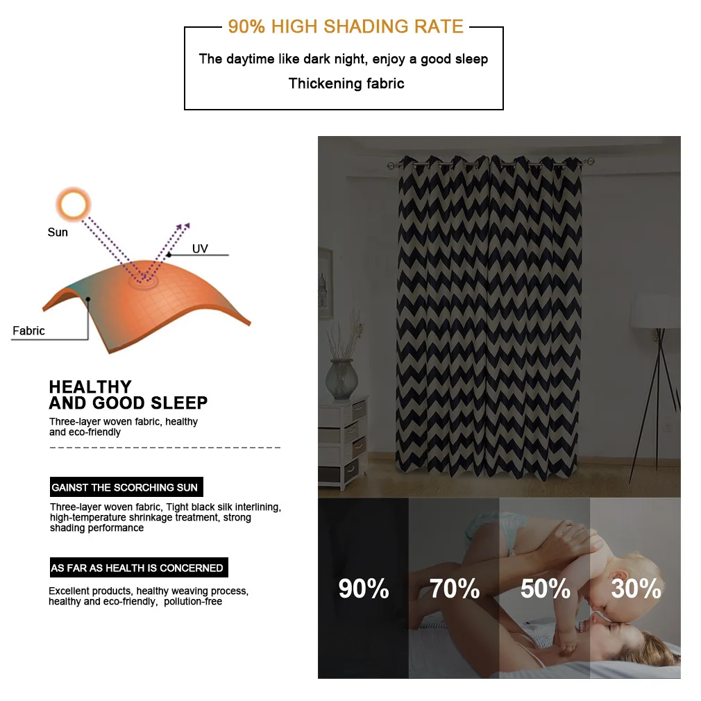 2018 New fashion desgin  striped blackout curtain ready made