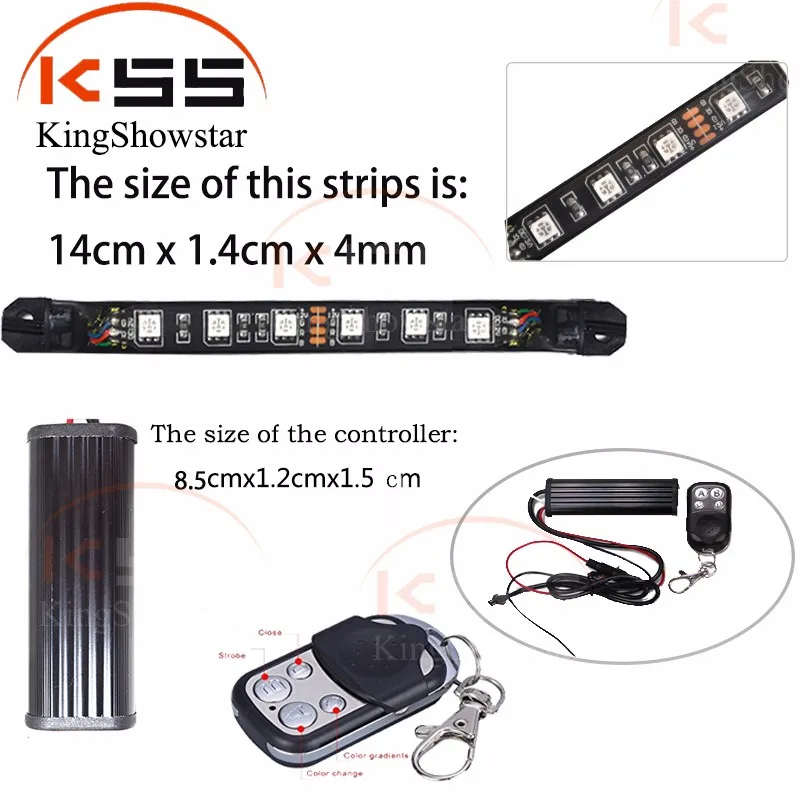 Wholesale 10PC single Color Custom LED Car Motorcycle Led Light Strip Kit with Remote Controller