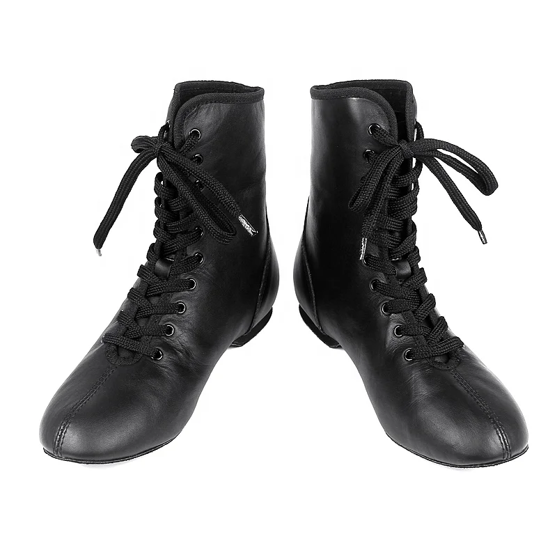 black leather jazz boots