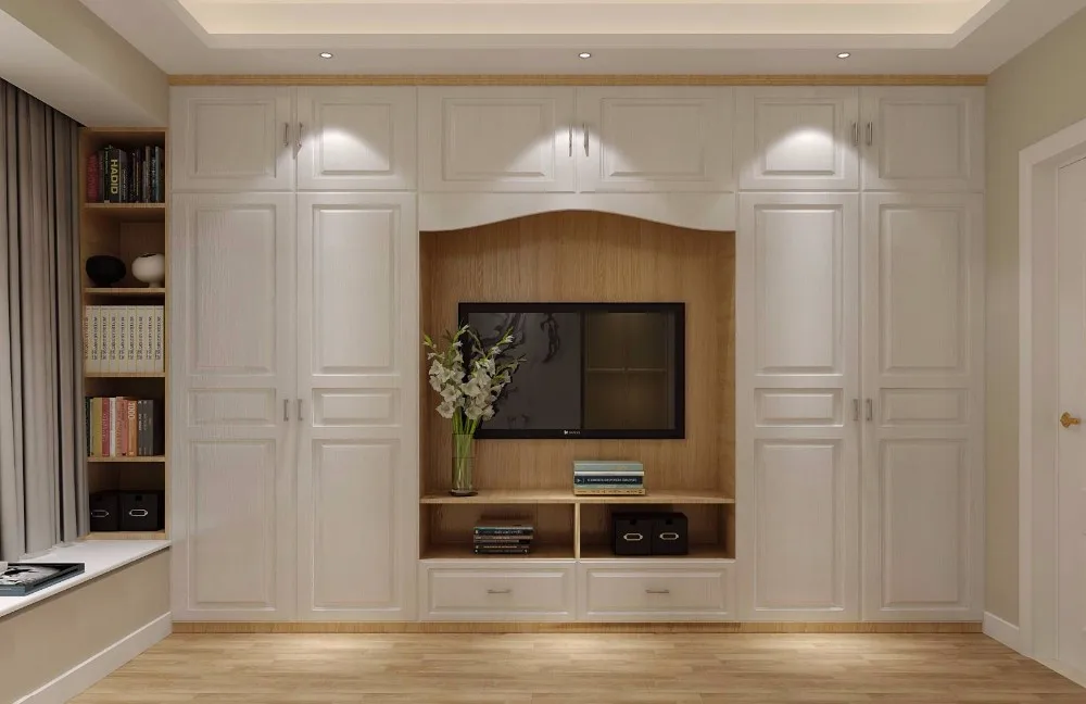 Trlife Built-in Wardrobe With Tv Cabinet Wood Almirah Designs In