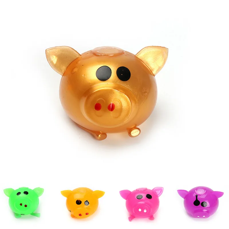 Ocamo Soft Rubber Vent Toy Creative Stress Anxiety Reducer Sticky Smash Water Ball Toys Gift for Kids Adult Golden Pig 