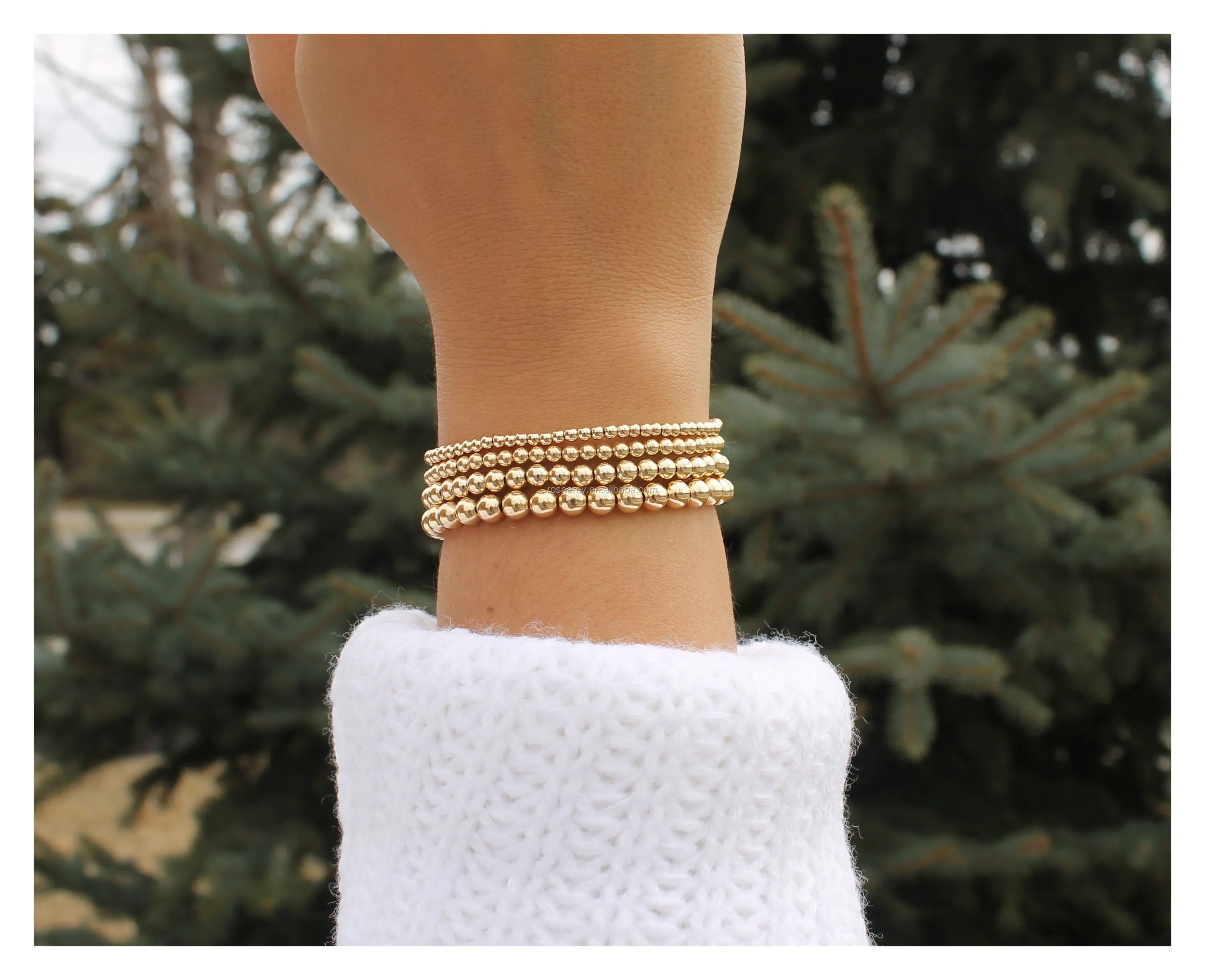 3mm gold ball bracelet