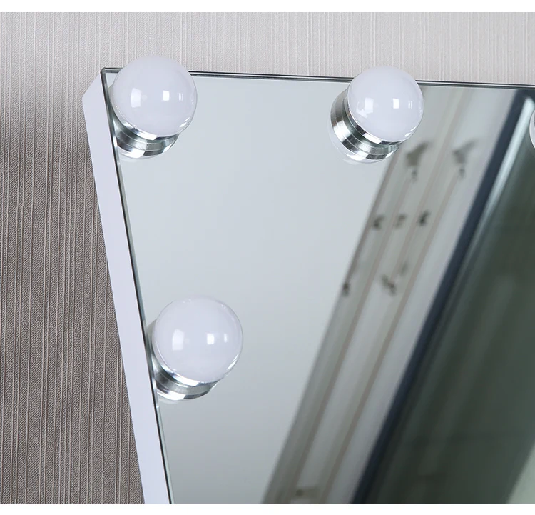 Lighted Vanity Makeup Hollywood Mirror, Dimmable Tabletop Cosmetic Mirror with LED Bulbs, Touch Control and Plug Powered