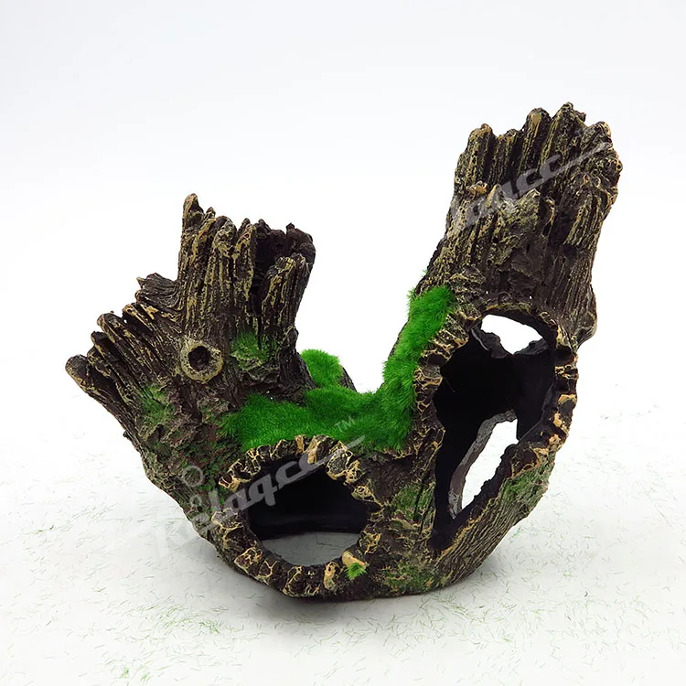 Hollow Log Aquarium Ornament Hide Cave Tunnel Hole Stump Fish Tank